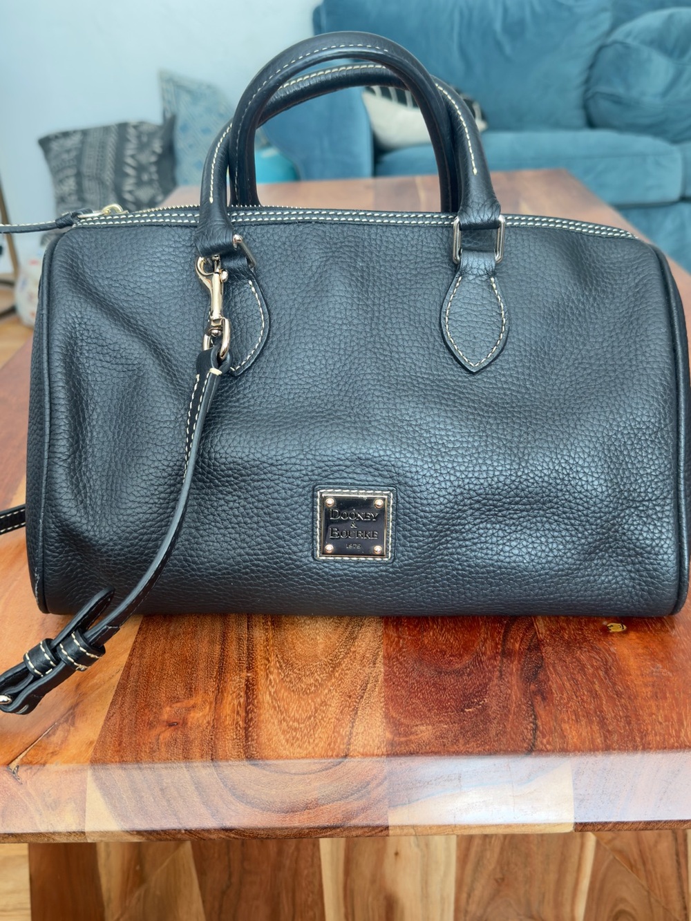 Dooney & Bourke BlackPebbled Leather Barrel Satchel